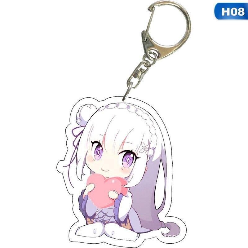 Re In A Different World From Zero Acrylic New Keychain Lovely Bag Charm Pendant Gift Fan Fun Key Chain Cute Souvenir Creativity