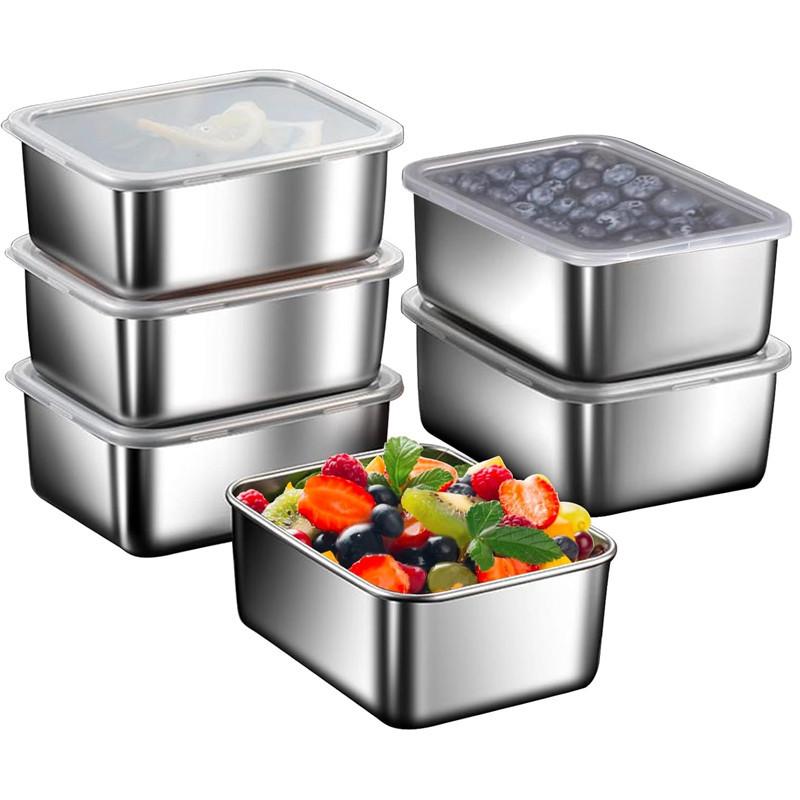 3/6/10PCS Stainless Steel Food Container Refrigerator Food Storage Box Portable Food Freshness Preservation Box Picnic Box