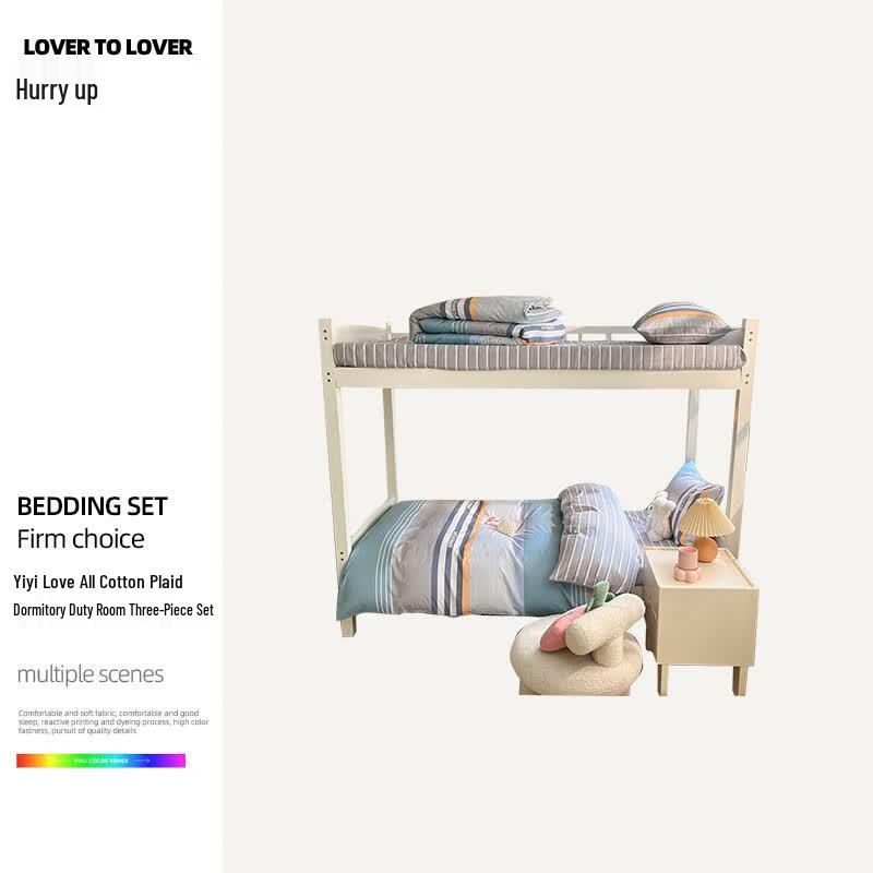 Yiyiai Striped Pure Cotton 3-Piece Bedding Set