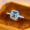 Luxury Female Light Blue Zircon Stone Engagement Ring Charm Silver Color Wedding Jewelry For Women