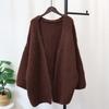 Autumn and Winter New Medium and Long Loose Lazy Wind Sweater Jacket Soft Waxy Gentle Wind Solid Color Knitted Cardigan Women