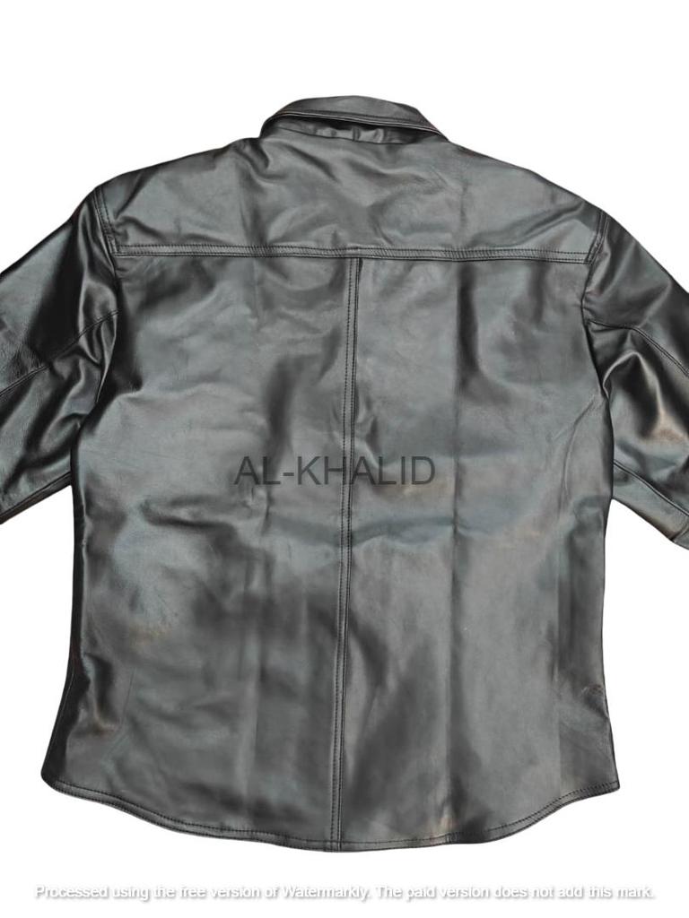 Handgemachtes echtes Lammleder weiches Damen schwarzes Hemd lässig stylisch Biker