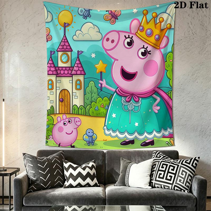 Peppa Pig A Wall Hanging Printed Fabric Blanket Decorative Tapestries for Bedroom Living Room Home Decor