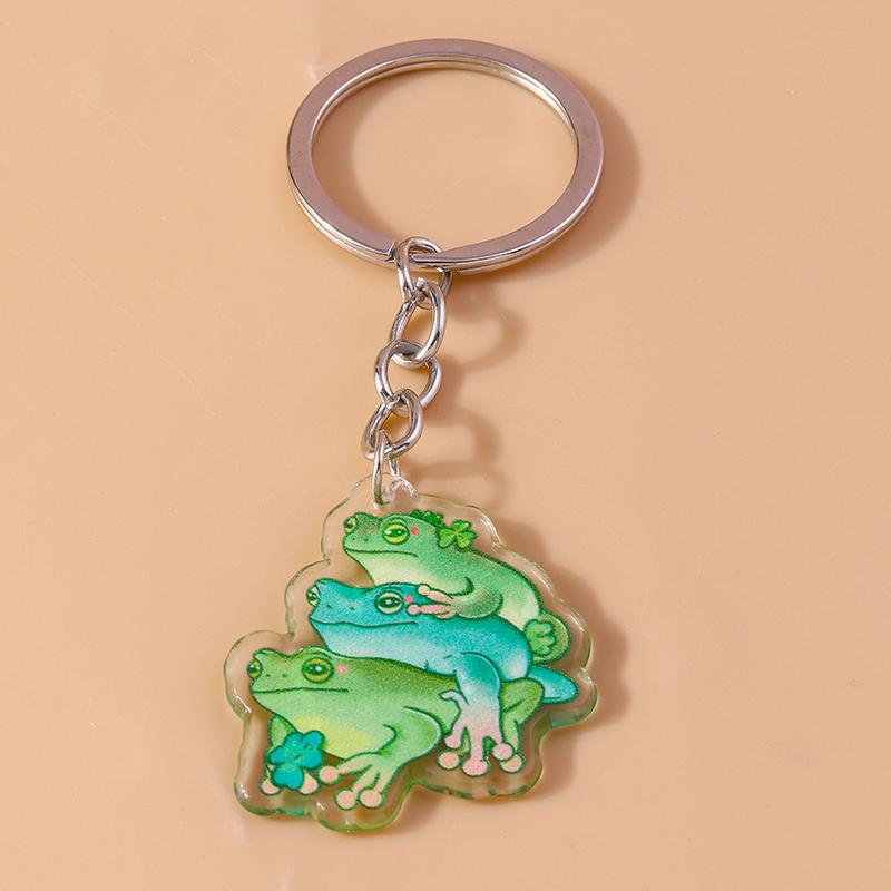 Lovely Acrylic Frog Keychain Men Women Animal Keyring Pendants for Car Key Holder Handbag Decor Handmade Jewelry Gifts