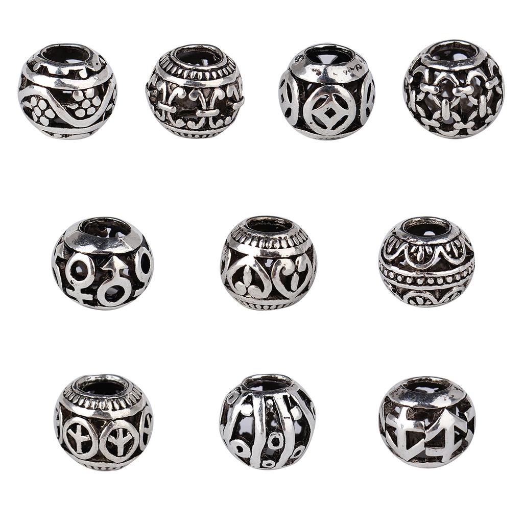 10pcs/lot Alloy Large Holes Beads Simple Pendant Charm Beads Fit DIY Original Bracelet Jewelry Making Accessories