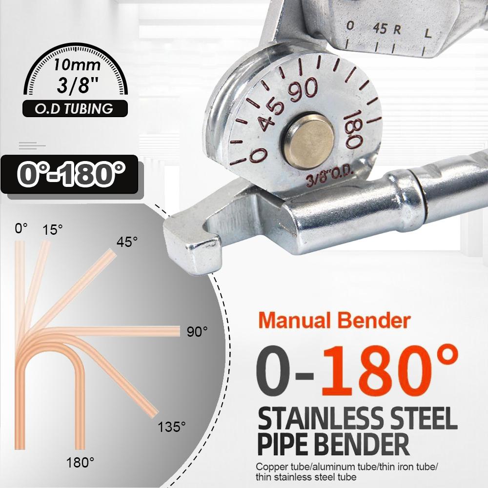 Manual Pipe Bender 8/10mm Air Conditioning Copper Aluminium Pipes Tube Bender Pipe 0-180 Degree Bender