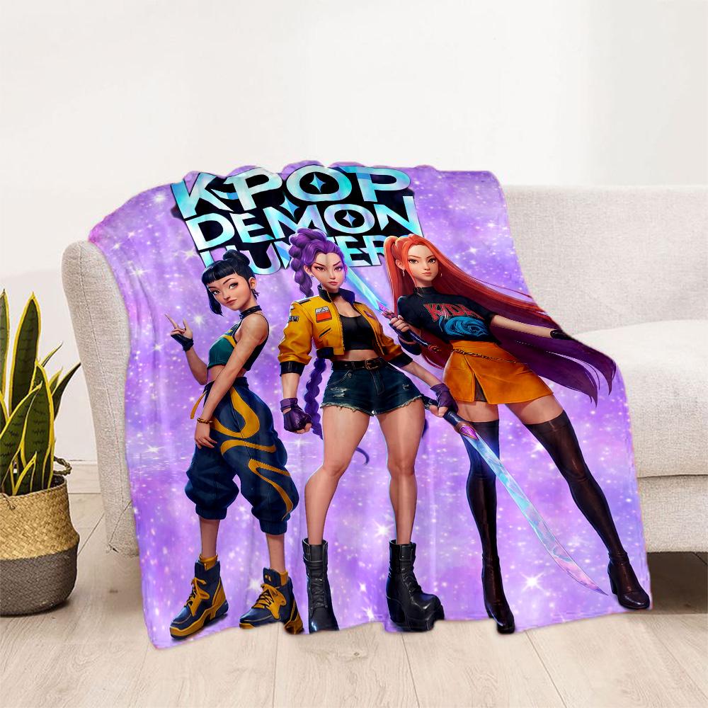 K-pop Demon Squad Blanket Durable Comfort Suitable for Sofa Office Livingroom for All Occasions Modern Style