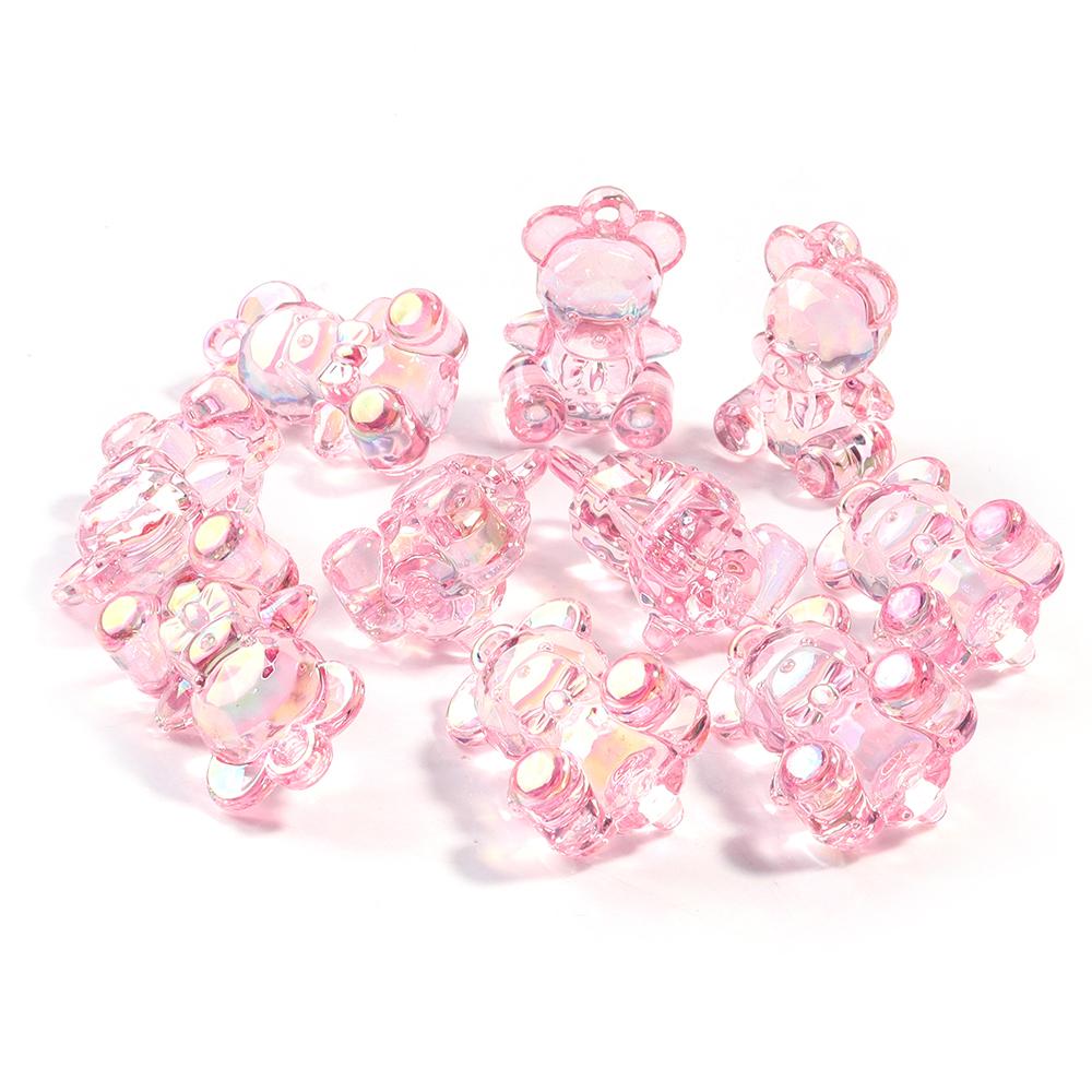10Pcs/lot Acrylic Bear Charms Beads Colorful Transparent Gummy Cute Pendant for Handmade Necklace Earrings Jewelry Accessories