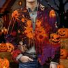 Men's Halloween Print Corduroy Warm Blazer Jacket with Pockets Casual Suit Coat Button Front Long Sleeve Outerwear