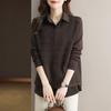 Korean Fake Two-piece Shirt Knitted Women's Spring Autumn Fashion Loose Sweater Bottoming Shirt Female Knitwear Tops