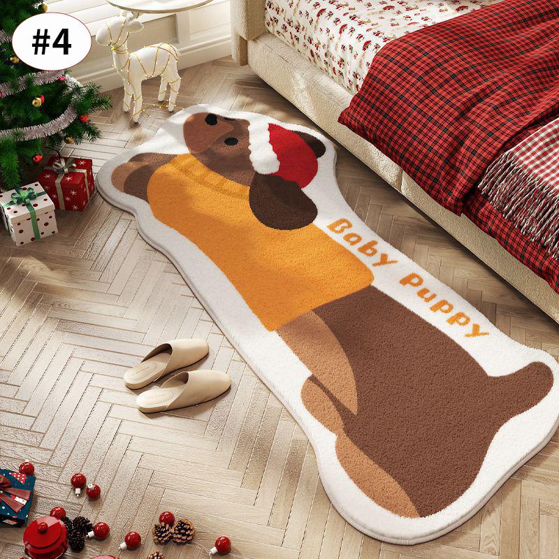 Faux Cashmere Rugs Christmas Decoration Rug Cartoon Dog Bedroom Carpet Rugs Imitation Cashmere Floor Mats Soft Non-slip Bath mat S 40x60cm