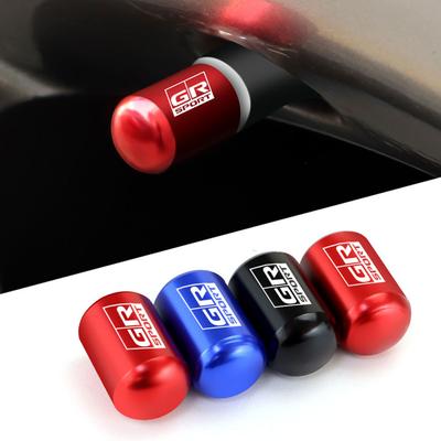 4PCS Car Stickers Universal Wheel Tire Stem Air Valve Caps Accessories Case For GR Gazoo Racing Sport Motor Car Styling