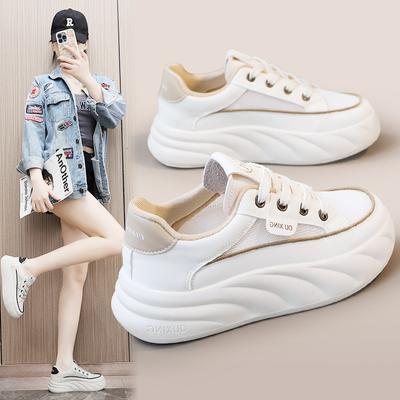 G5702 Nuevos zapatos blancos de verano para mujer, zapatillas de malla transpirables, zapatos de tabla que combinan con todo, zapatos de malla con suela gruesa que aumentan la altura