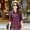 Nové bavlněné dámské košile kostkované nadměrné velikosti M-5XL halenka košile ležérní s dlouhým rukávem kostkovaná košile s límečkem na knoflíčky streetwear