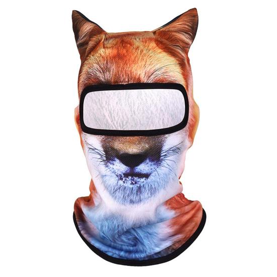 3D kočičí cyklistická kukla obličejová kapuce s ušima Zvířecí potisk obličejová maska ​​kukly pro outdoorové aktivity Hudební festivaly Raves Ski