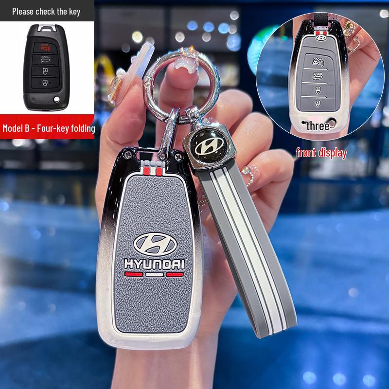 Hyundai Elantra & ix35 Verna Key Case - Metal Shell Folding Cover for 20 Models