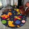 Cartoon Dinosaur Round Carpet Outer Space Cute Dino Area Rug for Living Room Bedroom Sofa Decor Non-slip Children's Crawling Mat