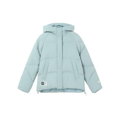 Doudoune à capuche zippée couleur unie pour femme Vêtement d'extérieur Vert coquille de crabe 162348901-4