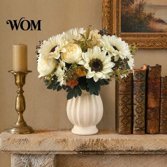 Romantische Ästhetische Blumen für Schlafzimmer Sonnenblumen Künstliche Blumen, Realistisches Fake-Bouquet Hochzeit Zuhause, Rustikale Wiederverwendbare Seidenblumenstiele