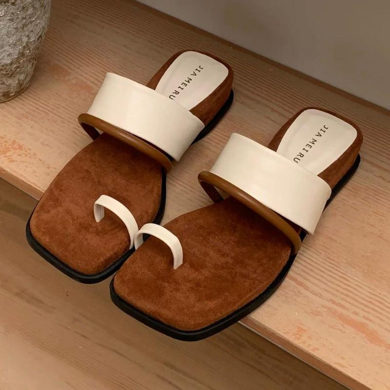 Fashion Clip Toe Women's Heeled Slippers Fad Mid Heels Shoes Summer New Sandals Pumps 2025 Trend Walking Wedges Flip Flops Dress Slides