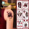 Wasserdichte Halloween-Grusel-Narben-Tattoo-Aufkleber mit Kreuzmuster für Gesicht und Arme