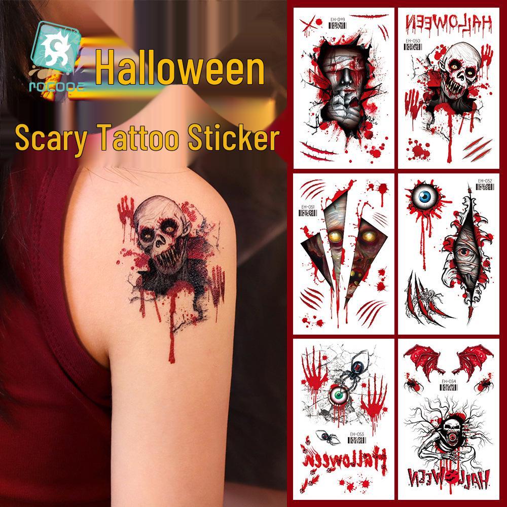 Wasserdichte Halloween-Grusel-Narben-Tattoo-Aufkleber mit Kreuzmuster für Gesicht und Arme