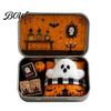 Compact Desktop Soft Decoration Mini Ghost Tin Box Set, Little Pocket Cute In A Box, Decorative Metal Storage Case Halloween Miniature Scene