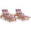 Sun Loungers Set of 2 with Table and Cushions Solid Acacia