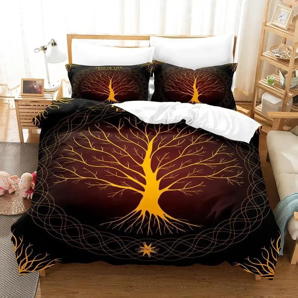 Nytt Yggdrasil Träd Runor sängkläder Set Enkelt Twin Fullt Queen King Size Sängset Vuxen Barn Sovrum Påslakan Set Anime Säng Nytt