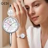 Fritillary Perlen- und Diamant-Einsatz Damen Wasserdichte Minimalistische Quarz-Armbanduhr - GEDI