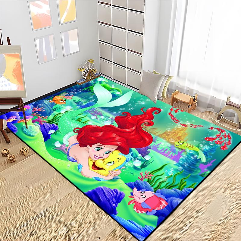 15 Size Little Mermaid Princess 3D Carpet Rugs for Home Living Room Bedroom Sofa Doormat Decor,Kids Area Rug Non-slip Floor Mat