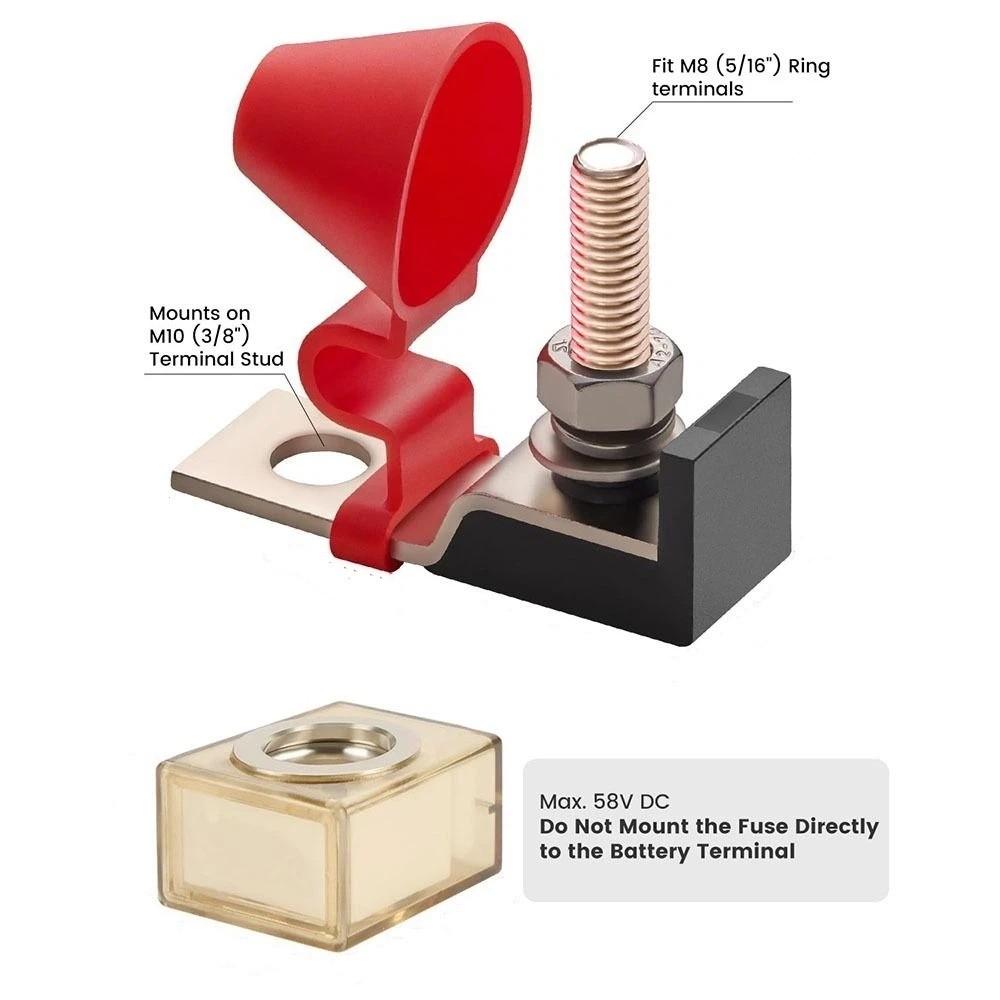 58V DC Battery Fuse Block 30A 50A 80A 100A 200A 300A 500A Fuse Block Holder Terminal Fuse  Boat