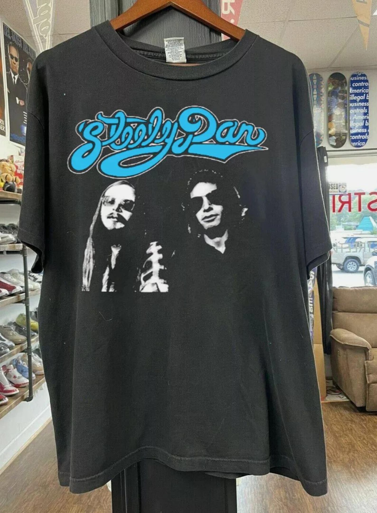 Steely Dan Black Short Sleeve Cotton T-Shirt Unisex 2XL