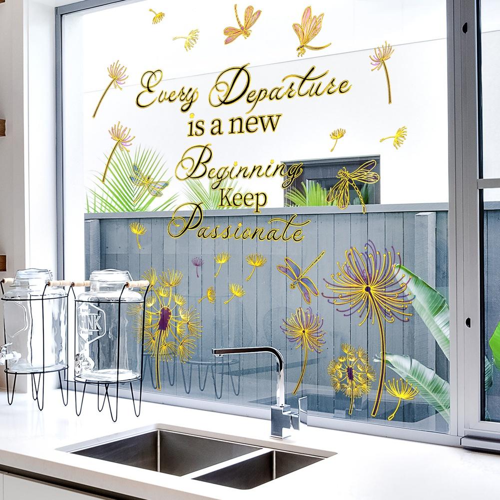 Contemporary Wall Sticker with Hand Painted Dandelion Pattern Highlighted by Gold Foil for Home Interior Styling China Mainland