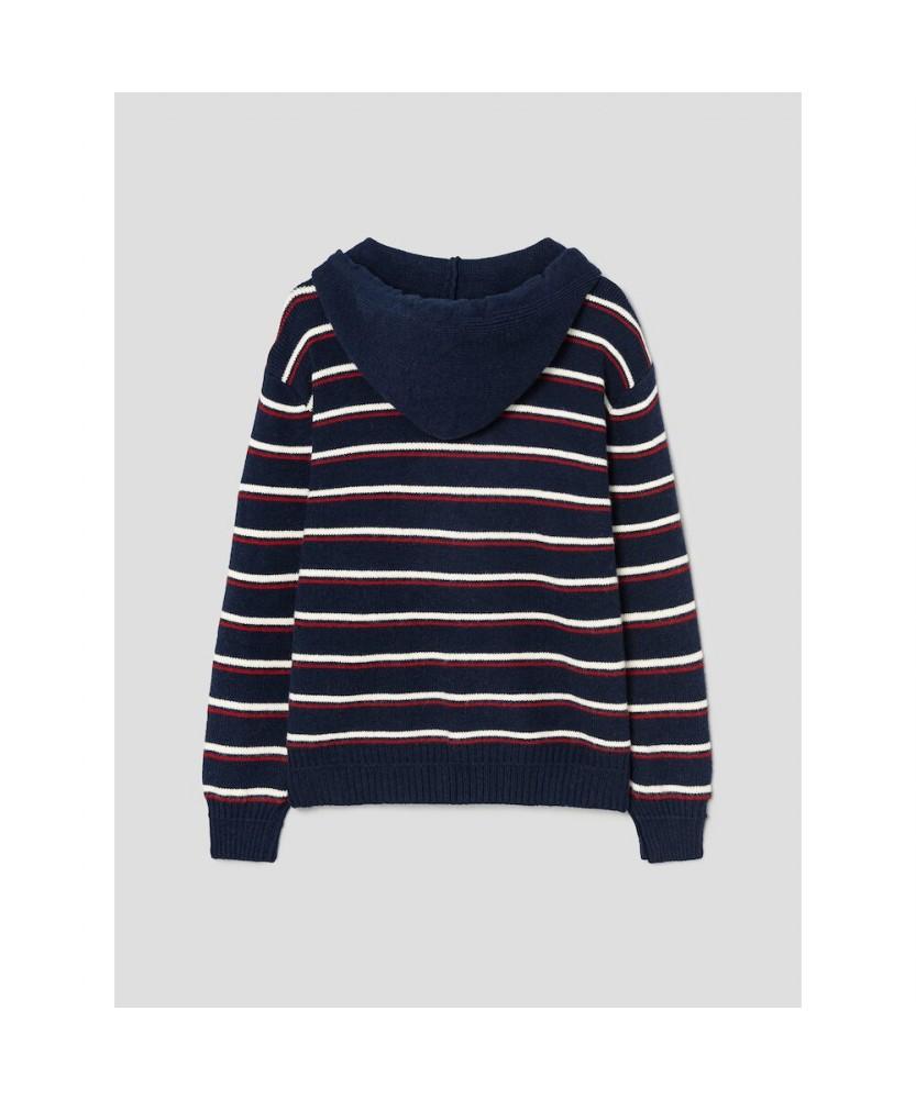 8SECONDS Striped Half-Zip Navy
