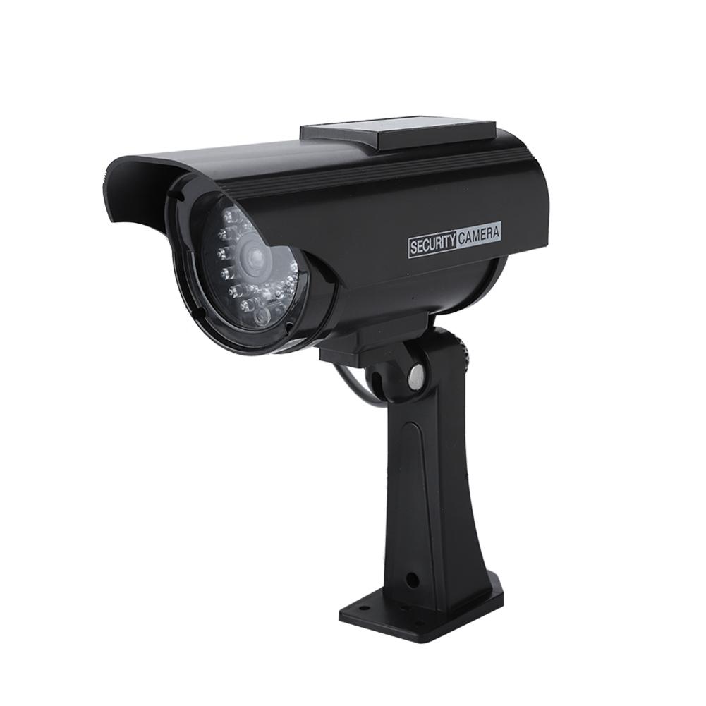 Solar Powered Fake Camera Outdoor CCTV Surveillance Security Camera LED Record(silver)
