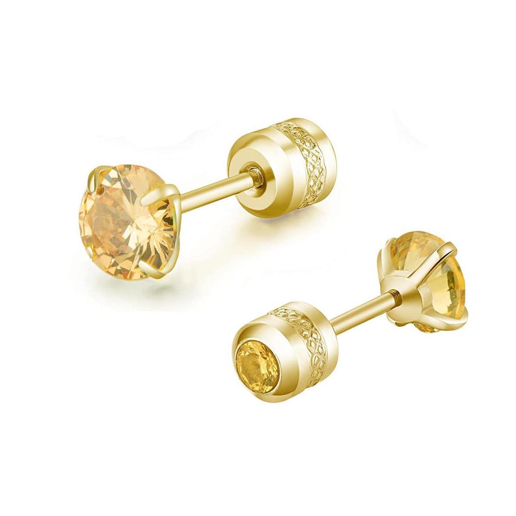 1 Piece Medical Stainless Steel Crystal Zircon Ear Studs Earrings Tragus Cartilage Hypoallergenic Screws Piercing Zircon