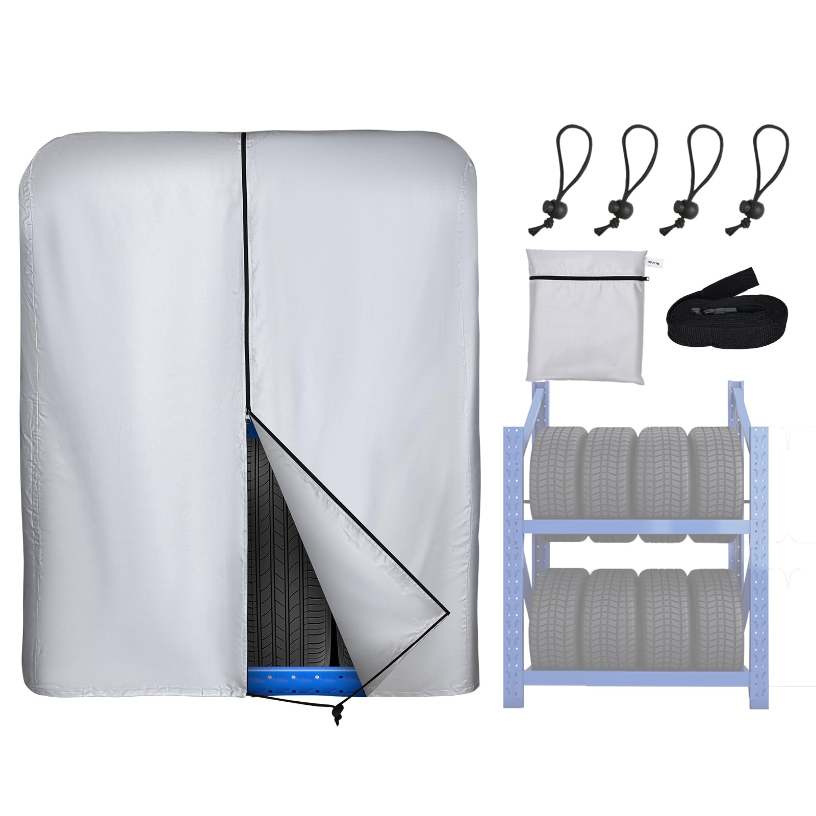 

ZATOOTO Стойка для шин 420D с веревкой Защищает и хранит Вмещает 8 УФ-защита Предотвращает износ и 110 x 75 x 145 см Стойка без чехла, Уличная, Водонепроницаемая,