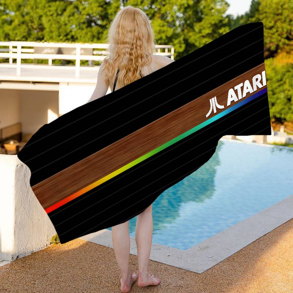 A-Atari Logo Microfiber Blanket Quick Drying Beach Towels Oversized Printing Super Absorbent Pool Towel Blanket