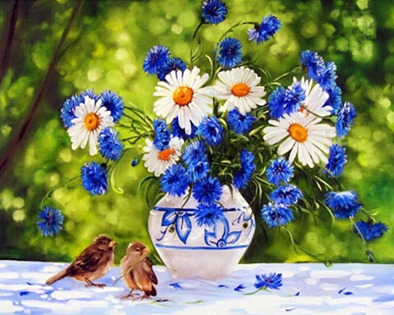 

Алмазний живопис Ваза для квітів Набір зі стразами Алмазна вишивка Повний набір Тварини Вишивка хрестом Алмазна мозаїка Червона квітка Пейзаж Прикраса дому Full Round 20X30CM білий