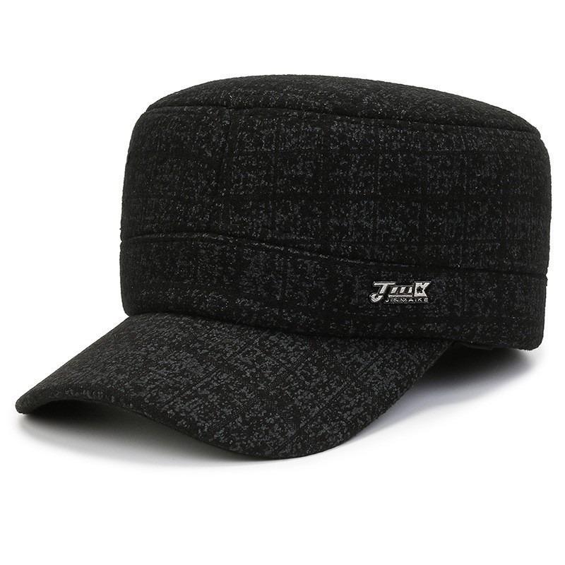 Hat Men's Beret Autumn and Winter New Woolen Ear Protector Peaked Cap Fleece Warm Cotton Hat Forward Hat