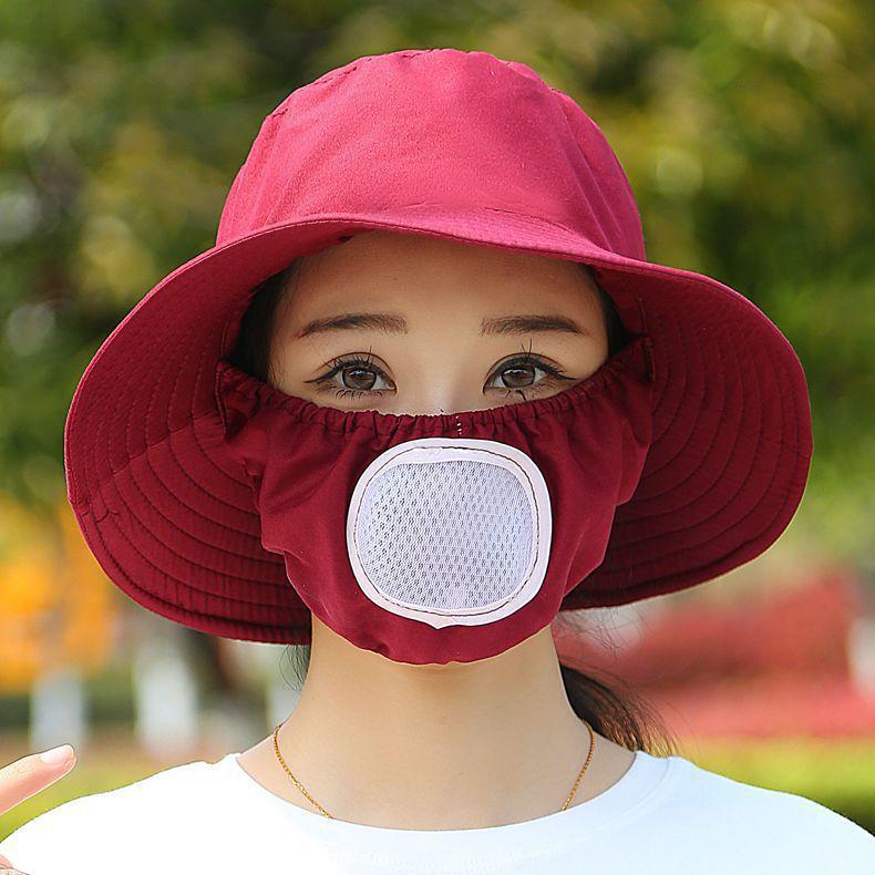 Chapeau de soleil d'été chapeau seau chapeau avec masque intégré protection solaire d'été chapeau de soleil protection solaire extérieure chapeau pour le visage