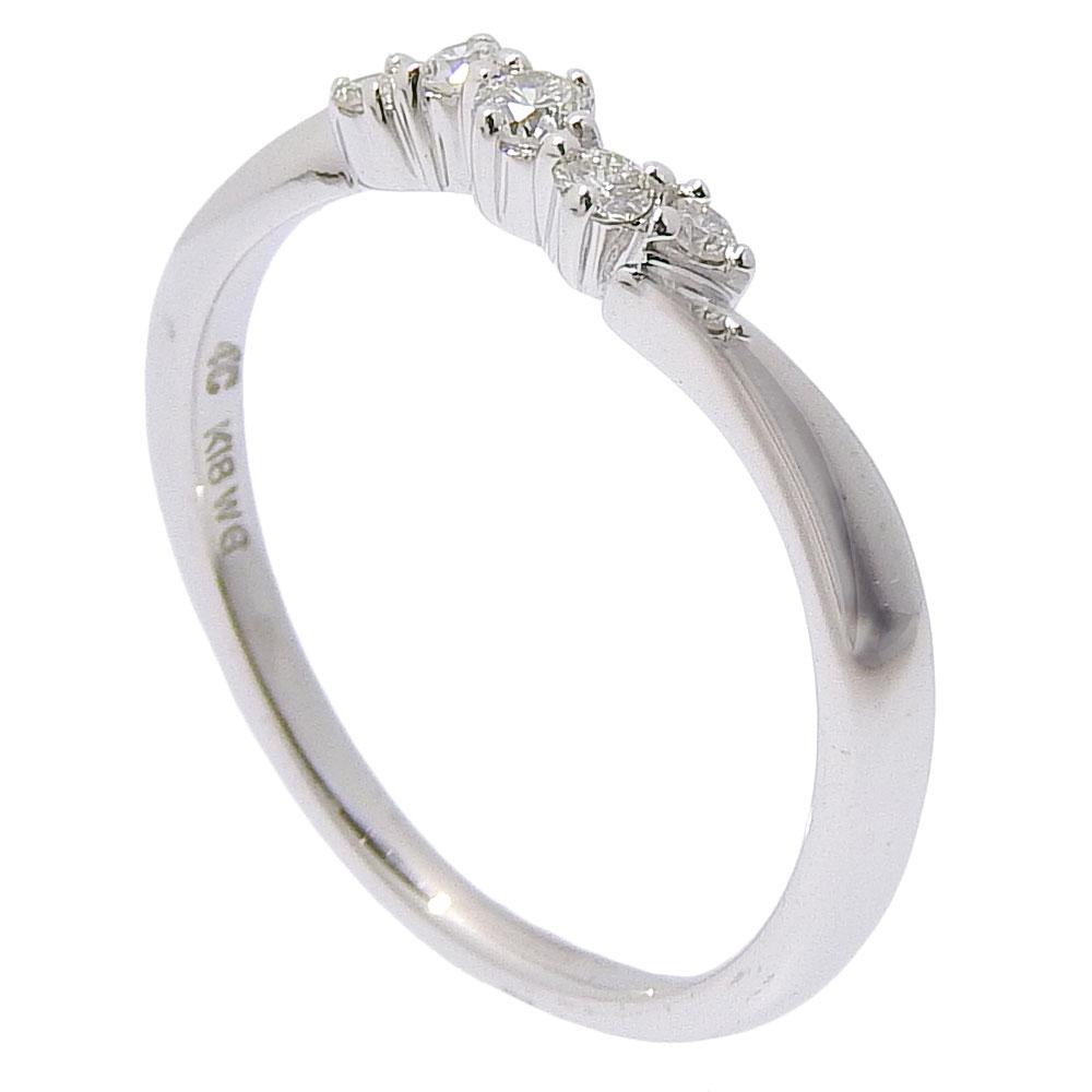 4℃ 5P Ring K18 white gold/diamond #4.1(US Size) 1.6g Women Used