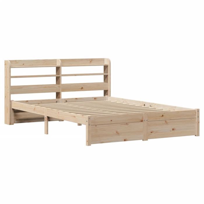 VidaXL Bed Frame with Headboard 150x200 Cm Solid Pine Wood, Bed, Solid Wood Bed Frame, Bedroom Furniture At 3306738