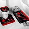 Valentine's Day Shower Curtain, Rose High Heels Lipstick Perfume Bottle Black and White Striped Romantic Bath Mat Bathroom Decor