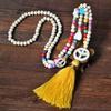 Bohemian Accessories Tassel Sweater Chain Necklace Women's String Wood Bead Long Necklace Jewelry