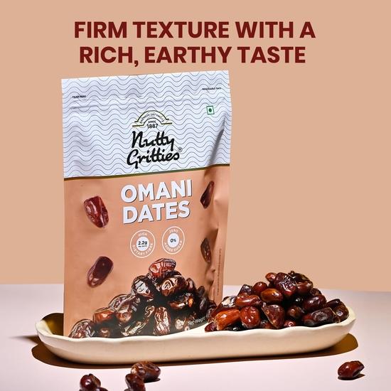 Nutty Gritties Premium Dates - Omani - 500g, Value Pack| Khajoor Or Khajur Dry Fruit | Rich in Protein & Vitamins | Natural Sweetner, Fresh