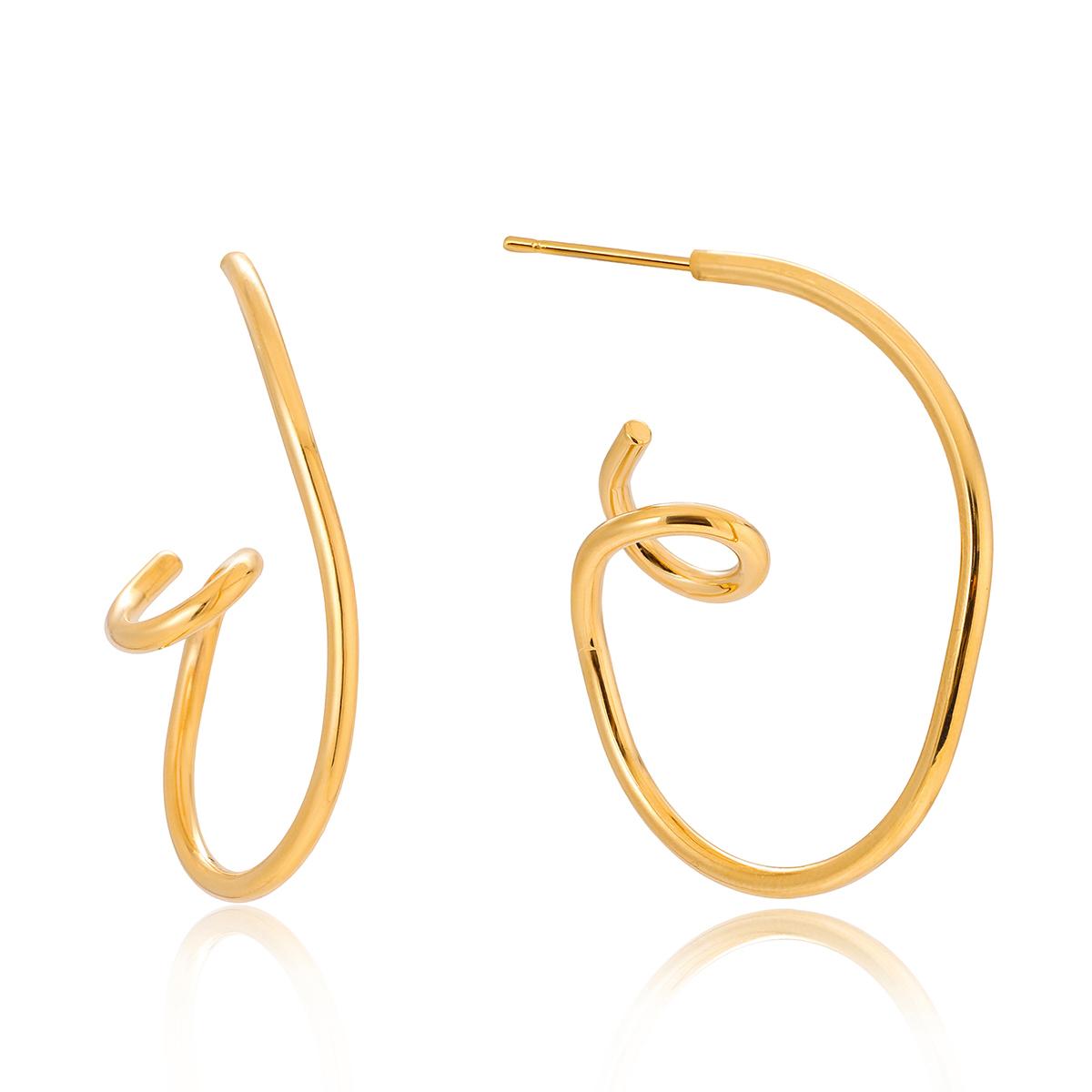 Yori Hot Style Stainless Steel Irregular Lines Encircling Earrings Prevent Allergy Fashion Autumn Winter Jewelry 2025 золотистый