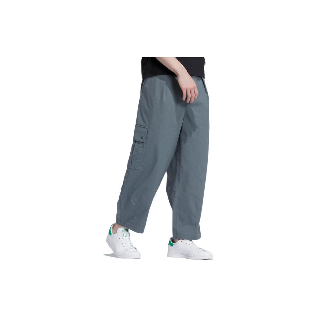 adidas ×CHARR FW22 Pure Color Flip-Cuff Pocket Detail Loose Knit Sports Pants Unisex Bottoms Blue HR3479
