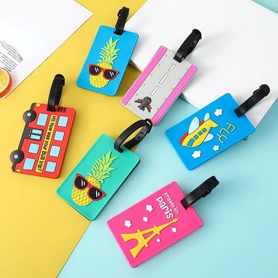 Silicone Cartoon Cute Luggage Tag Travel Suitcase Bag Address Holder Aircraft Pattern Luggage Label Travel Accessories